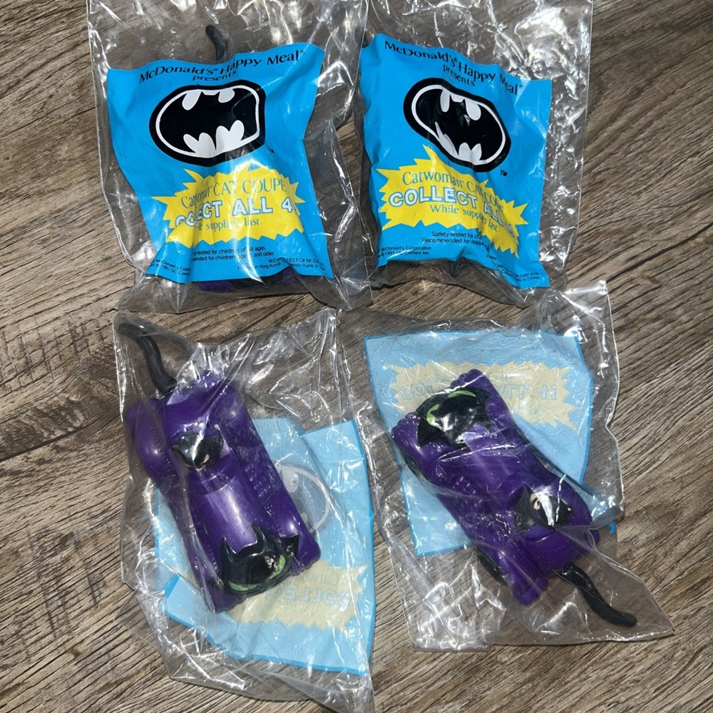 LOT OF 4 1991 McDonald's Happy Meal Toy "Batman" Catwoman Cat Coupe‎  Vintage